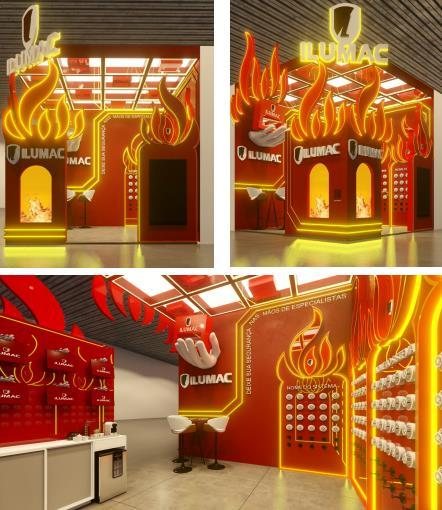 Interior com iluminação cênica — projeto da MV Stands